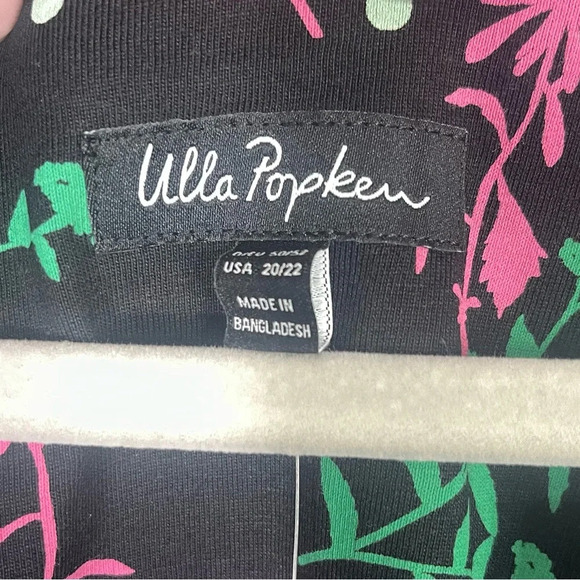 Ulla Popken Floral Print Black Pink V-Neck 3/4 Sleeve Tunic length - Picture 2 of 7
